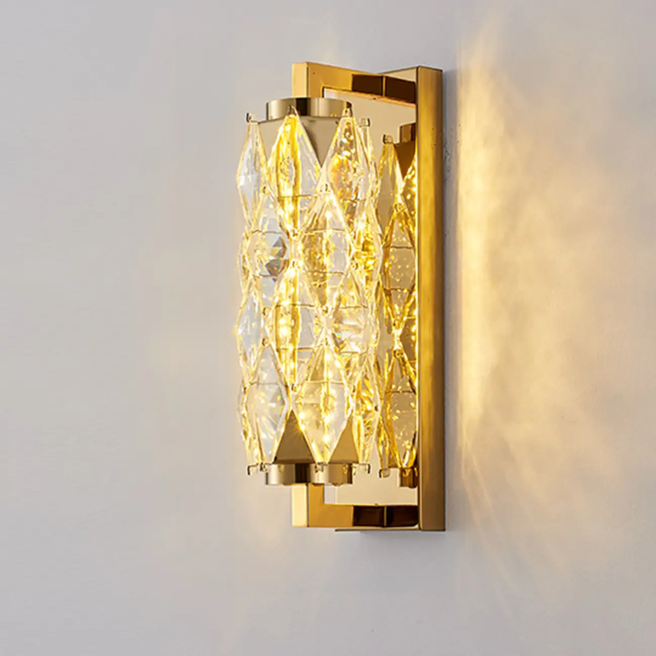 Luxuriant Crystal Gold and Silver Vertical Wall Sconce Image - 2 | homeyfad
