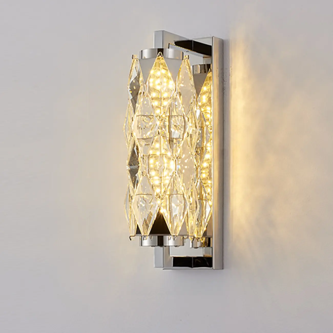 Luxuriant Crystal Gold and Silver Vertical Wall Sconce Image - 3 | homeyfad