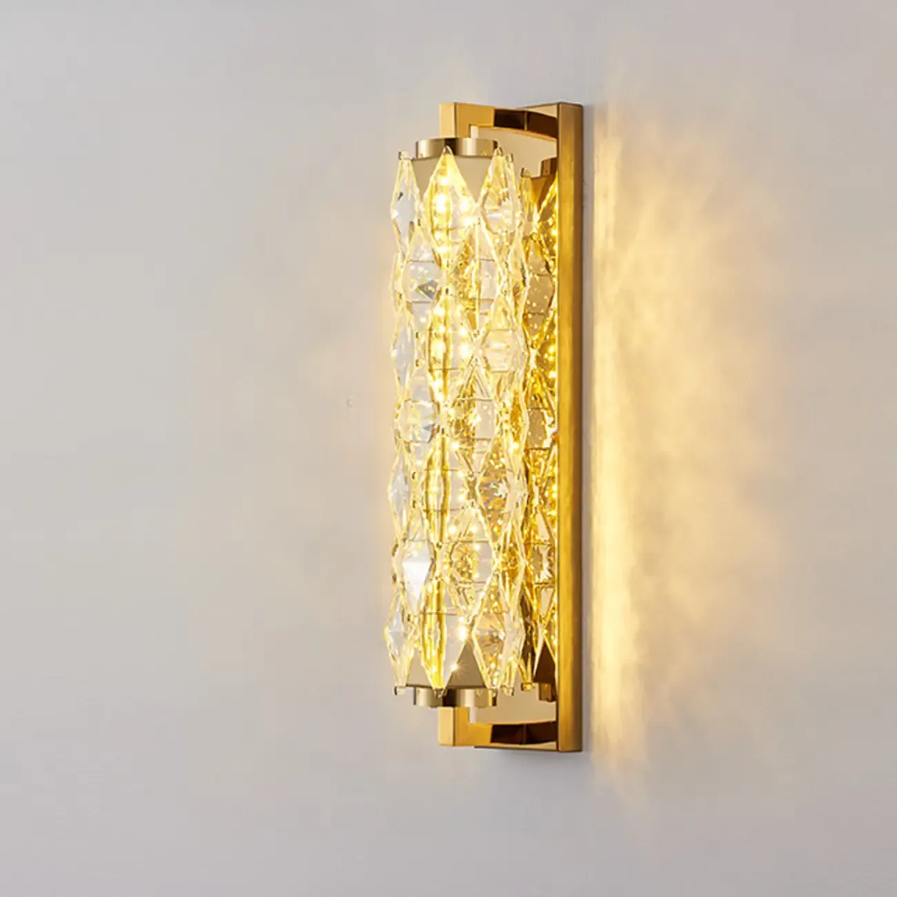 Luxuriant Crystal Gold and Silver Vertical Wall Sconce Image - 5