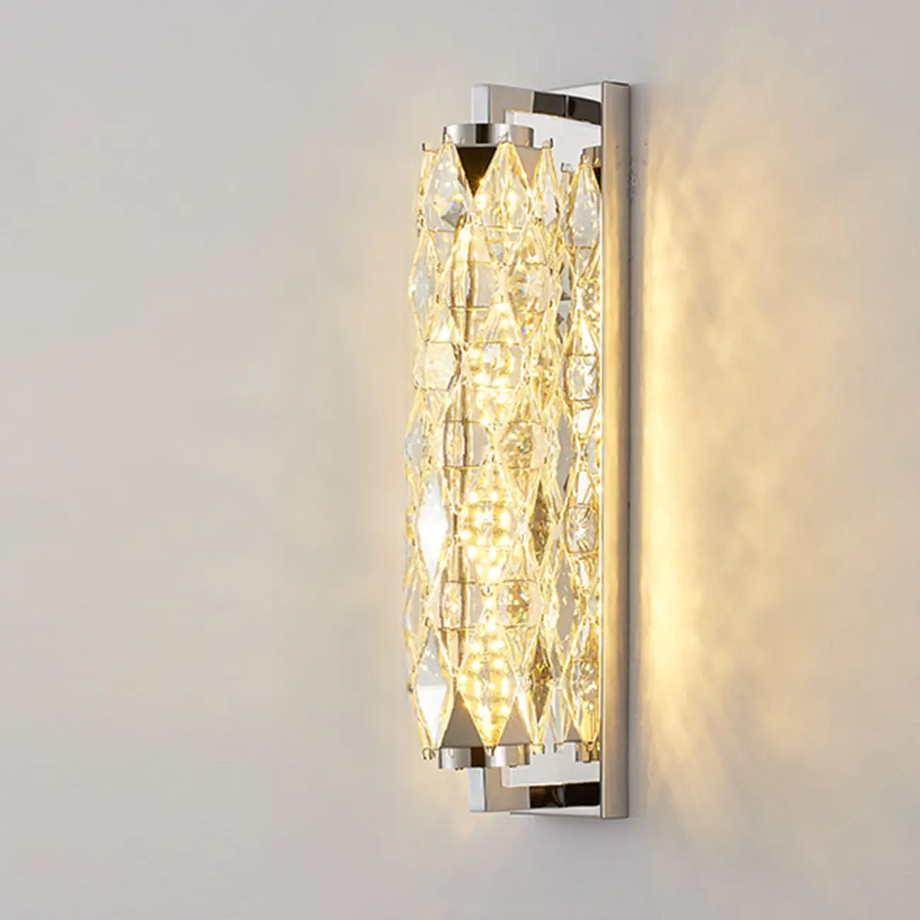 Luxuriant Crystal Gold and Silver Vertical Wall Sconce Image - 7 | homeyfad