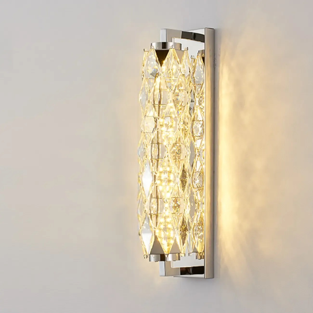 Luxuriant Crystal Gold and Silver Vertical Wall Sconce Image - 7