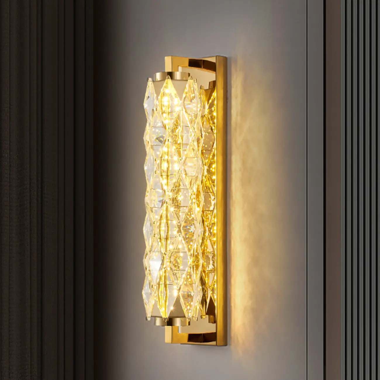 Luxuriant Crystal Gold and Silver Vertical Wall Sconce Image - 8 | homeyfad
