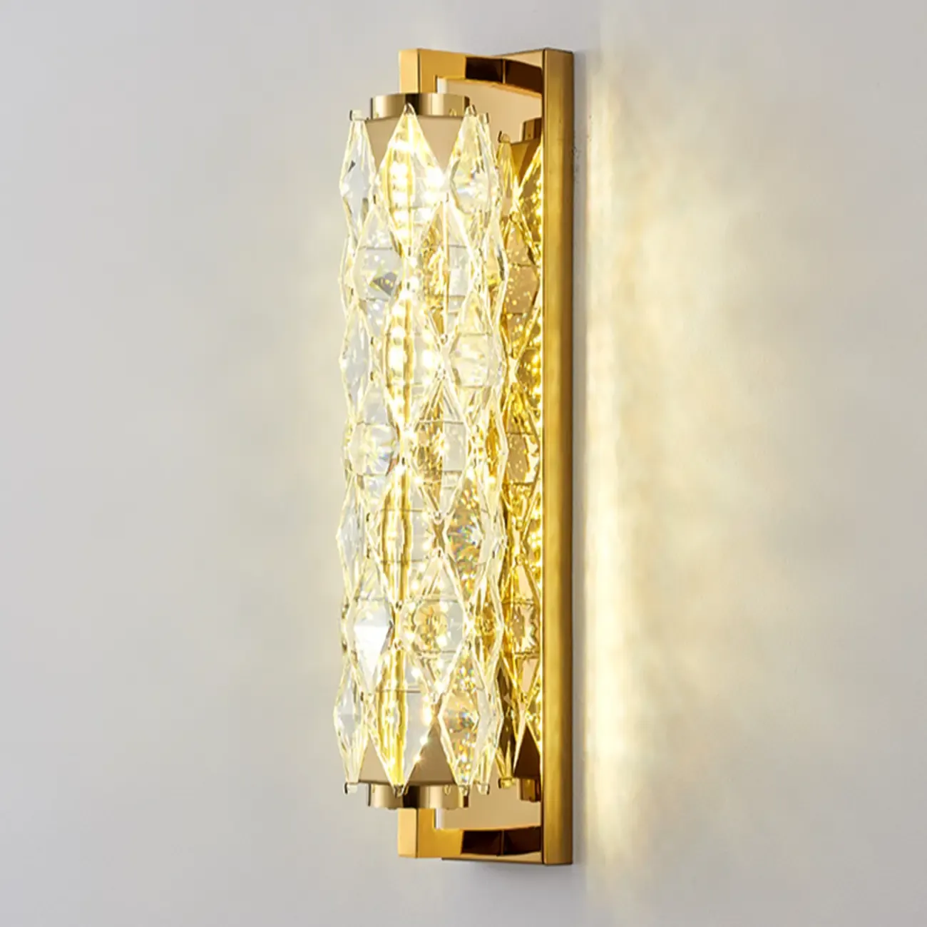 Luxuriant Crystal Gold and Silver Vertical Wall Sconce Image - 9
