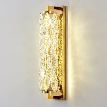 Luxuriant Crystal Gold and Silver Vertical Wall Sconce Image - 9