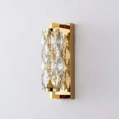 Luxuriant Crystal Gold and Silver Vertical Wall Sconce Image - 10