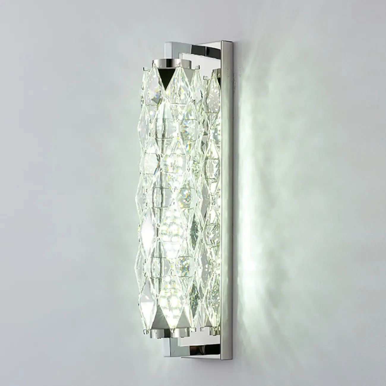 Luxuriant Crystal Gold and Silver Vertical Wall Sconce Image - 11