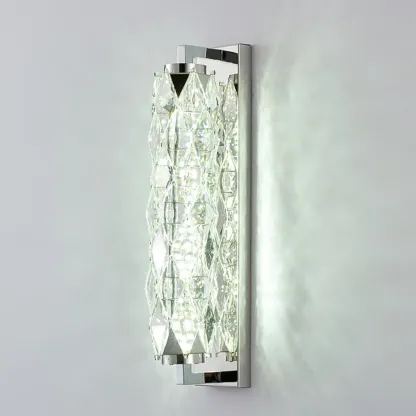 Luxuriant Crystal Gold and Silver Vertical Wall Sconce Image - 11