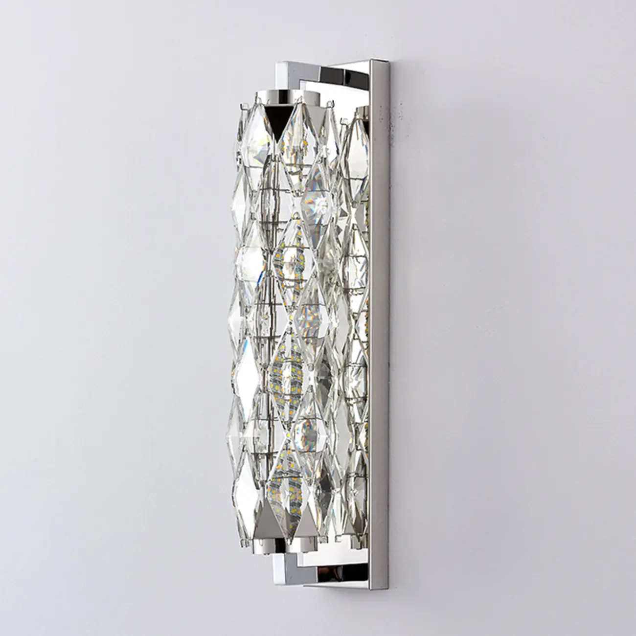 Luxuriant Crystal Gold and Silver Vertical Wall Sconce Image - 12 | homeyfad