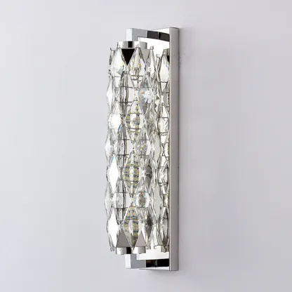 Luxuriant Crystal Gold and Silver Vertical Wall Sconce Image - 12