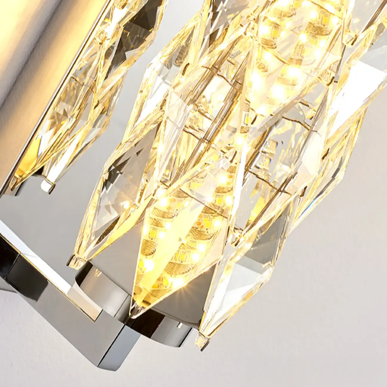 Luxuriant Crystal Gold and Silver Vertical Wall Sconce Image - 13