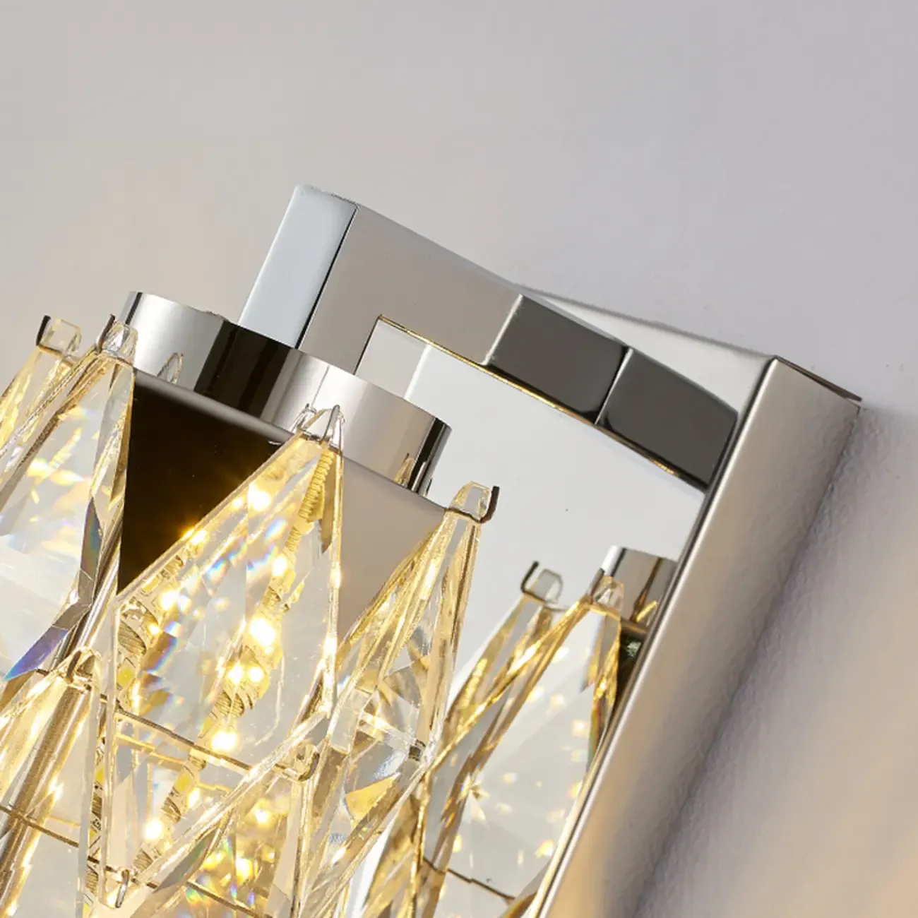 Luxuriant Crystal Gold and Silver Vertical Wall Sconce Image - 14