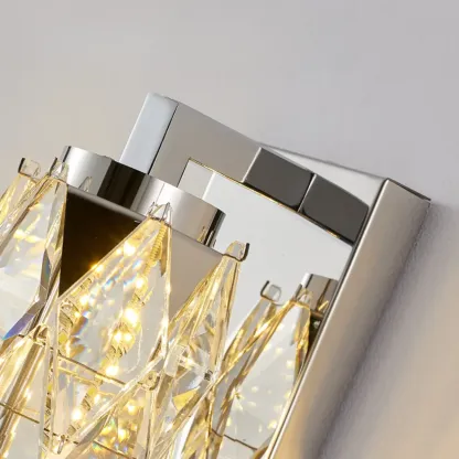 Luxuriant Crystal Gold and Silver Vertical Wall Sconce Image - 14