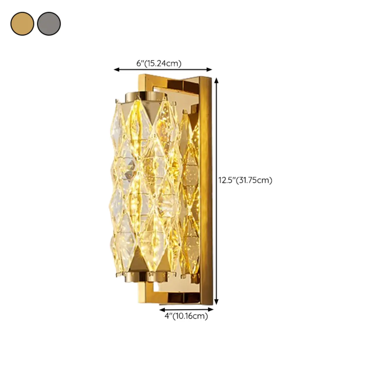 Luxuriant Crystal Gold and Silver Vertical Wall Sconce #size | homeyfad