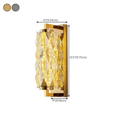 Luxuriant Crystal Gold and Silver Vertical Wall Sconce #size