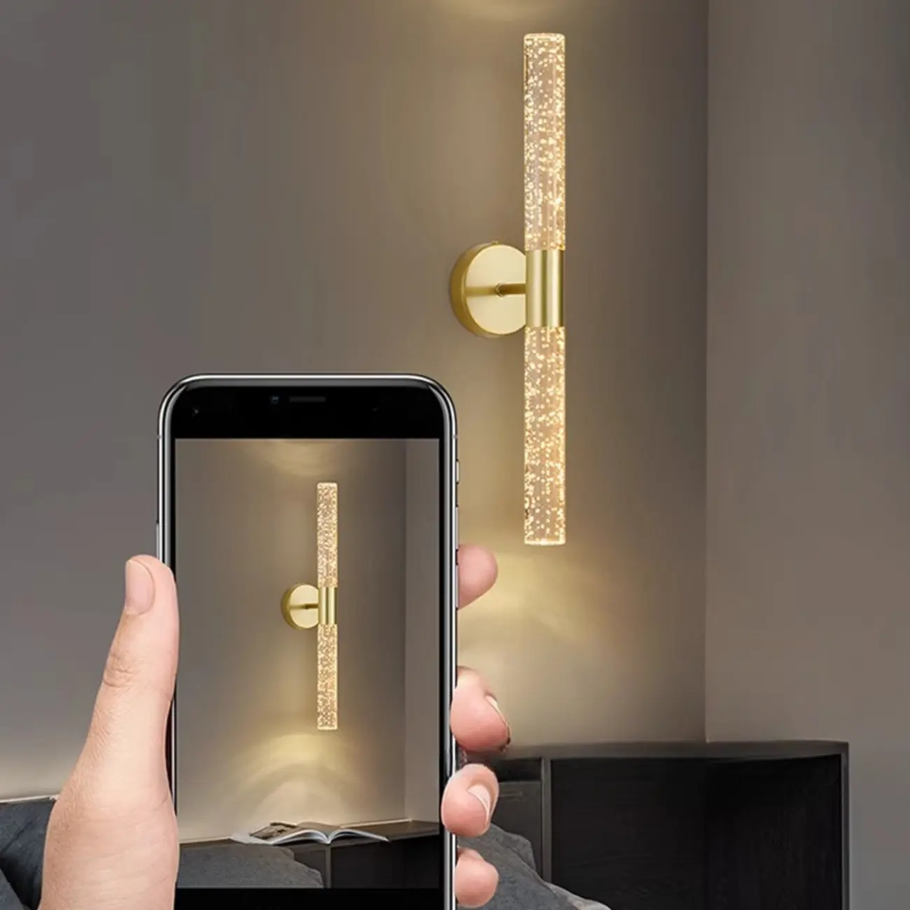 Modern 2-Light Acrylic Dreamy Cylinder Wall Sconce Image - 2 | homeyfad