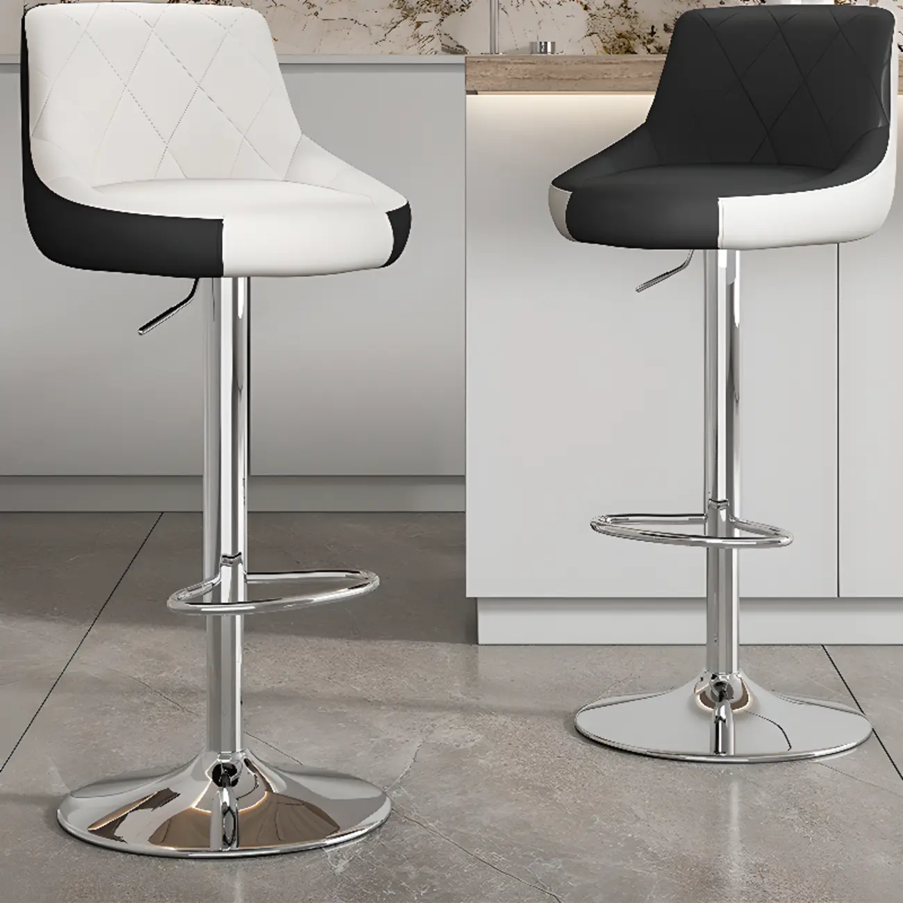Modern Leather Swivel Adjustable Bar Stools  Image - 1 | homeyfad