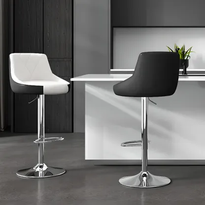 Modern Leather Swivel Adjustable Bar Stools  Image - 5