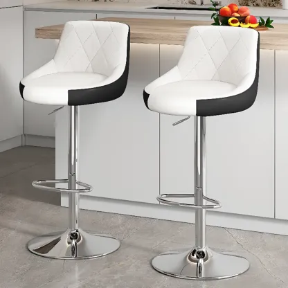Modern Leather Swivel Adjustable Bar Stools  Image - 6