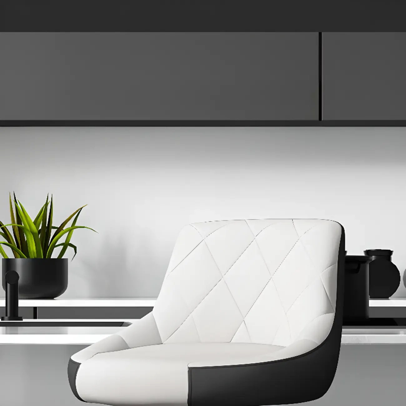 Modern Leather Swivel Adjustable Bar Stools Image - 12