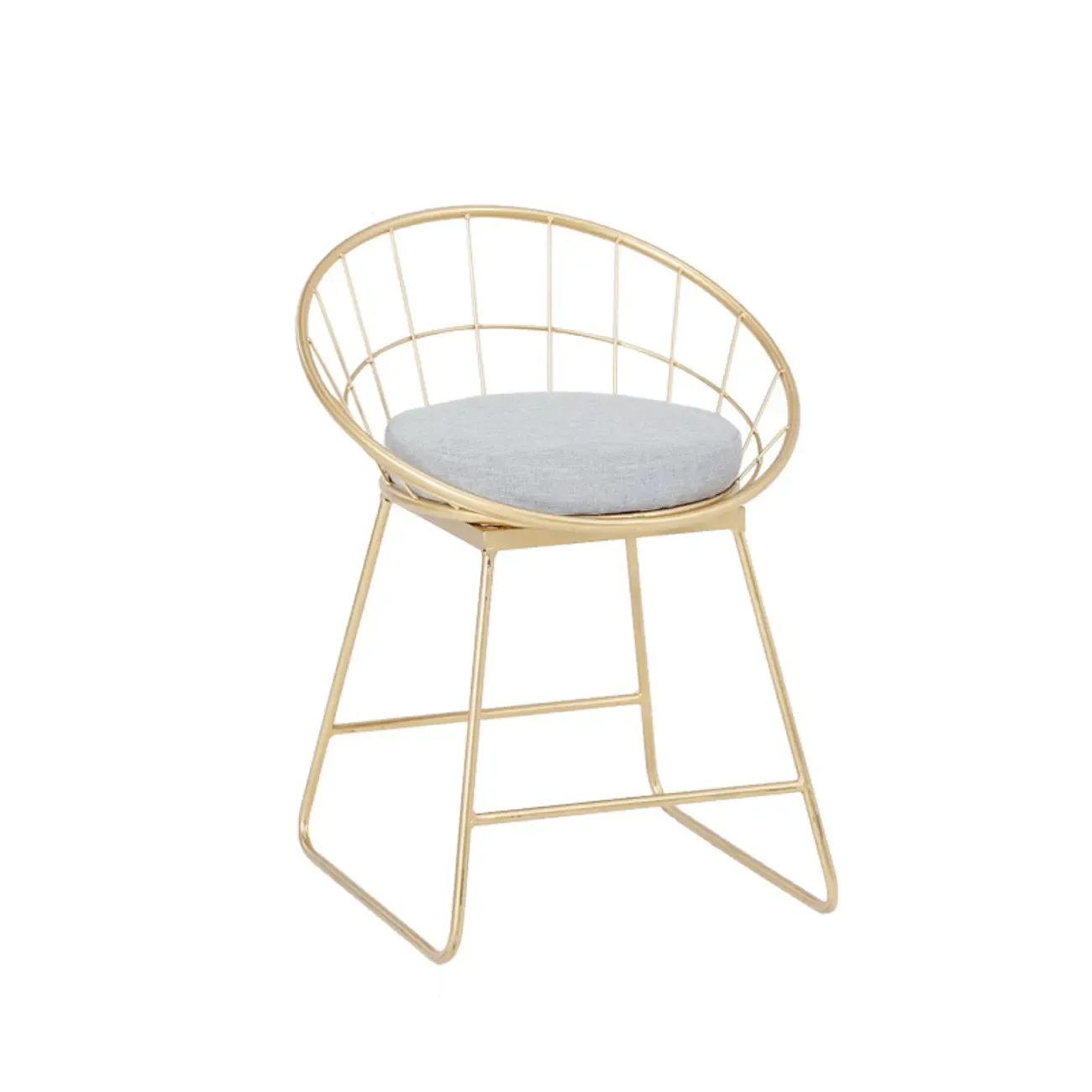 Glam Metal Domed Back Bar Stools with Armrest Image - 5