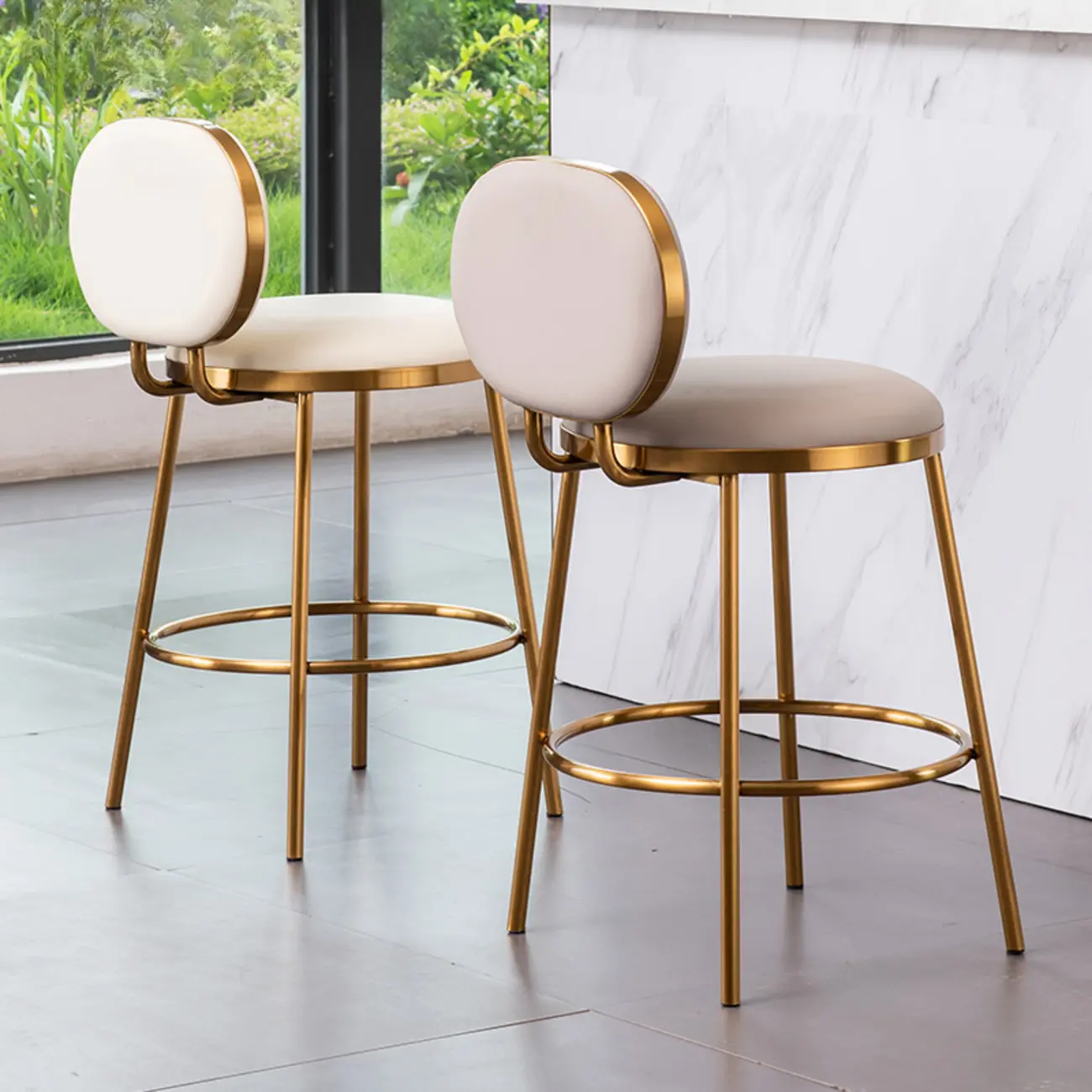 Modern 4-Leg Metal Faux Leather Upholstered Bar Stools Image - 1 | homeyfad