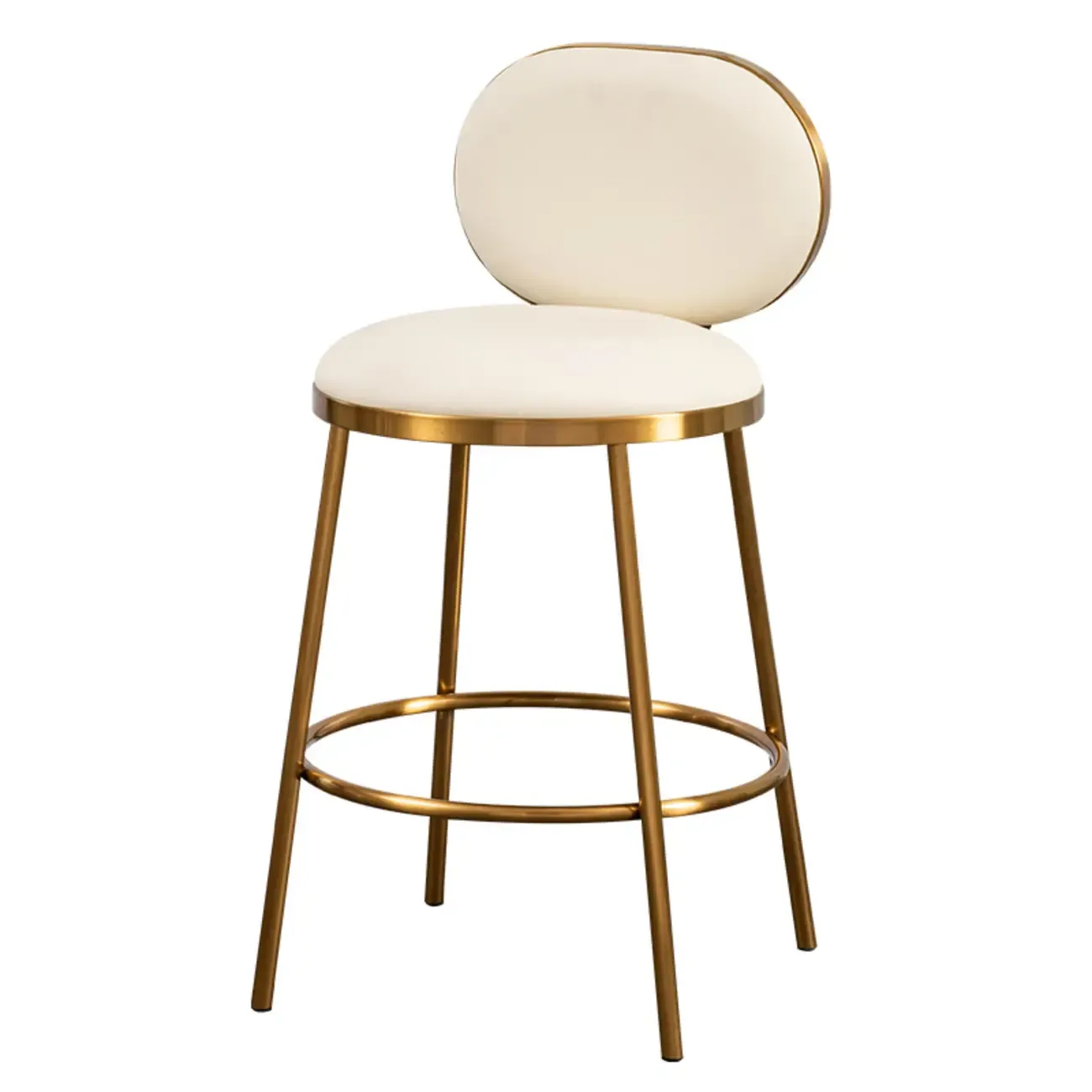 Modern 4-Leg Metal Faux Leather Upholstered Bar Stools Image - 11