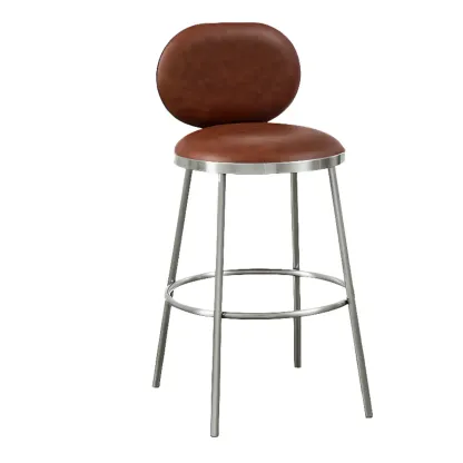 Modern 4-Leg Metal Faux Leather Upholstered Bar Stools Image - 13