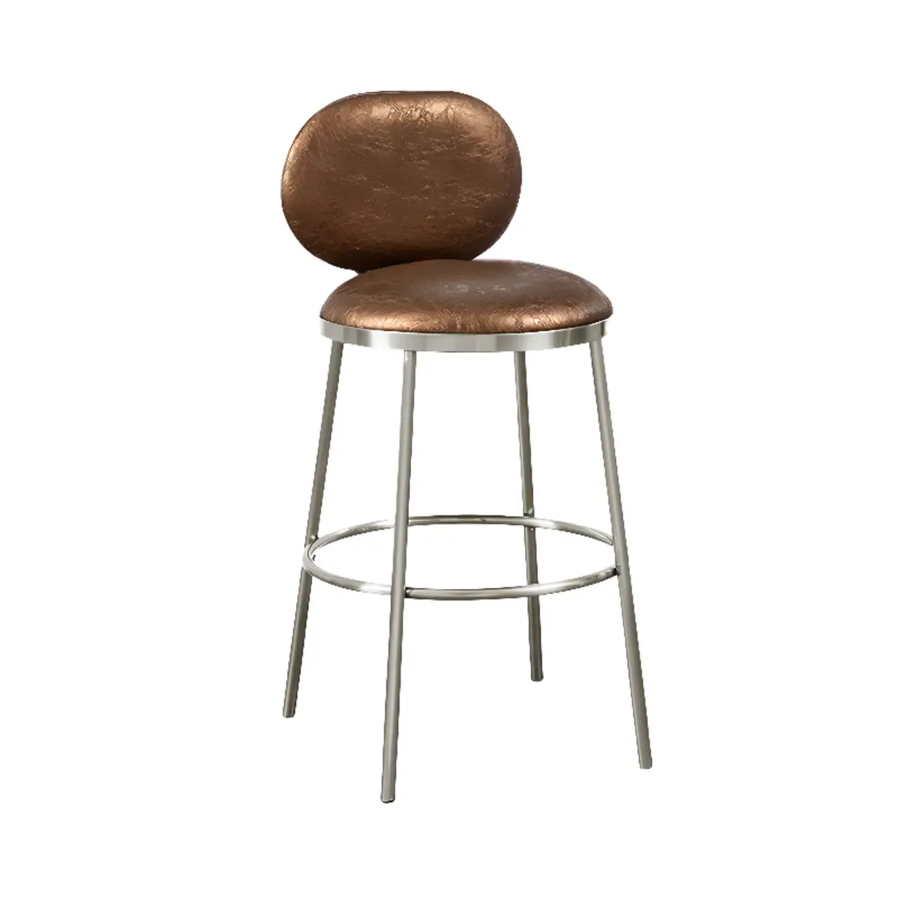 Modern 4-Leg Metal Faux Leather Upholstered Bar Stools Image - 15
