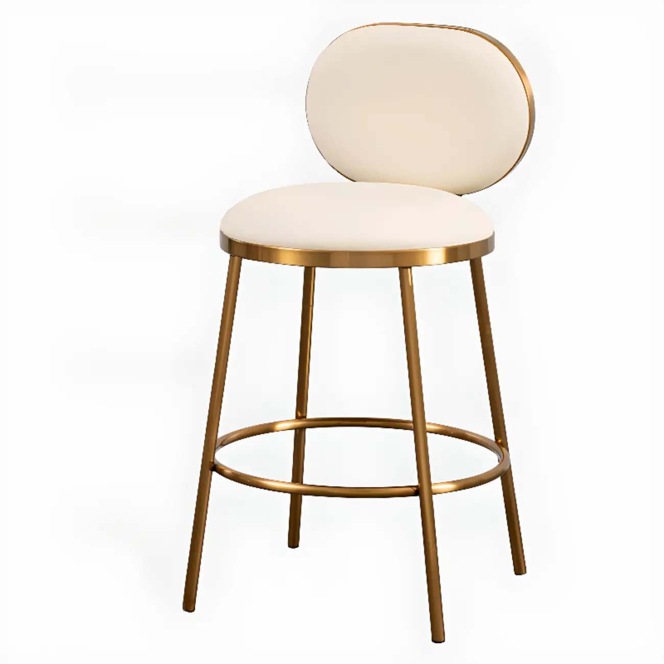Modern 4-Leg Metal Faux Leather Upholstered Bar Stools Image - 3 | homeyfad