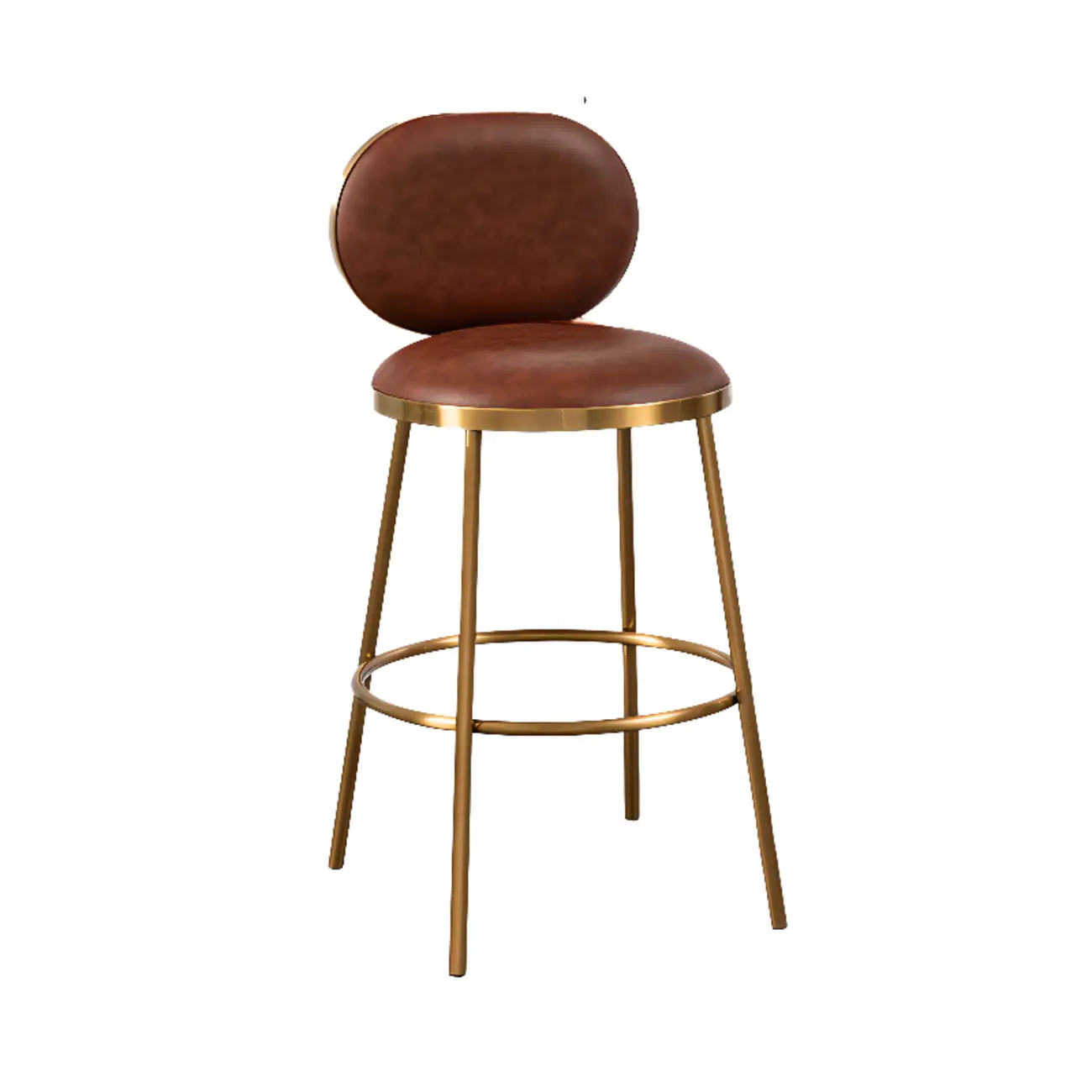 Modern 4-Leg Metal Faux Leather Upholstered Bar Stools Image - 20 | homeyfad