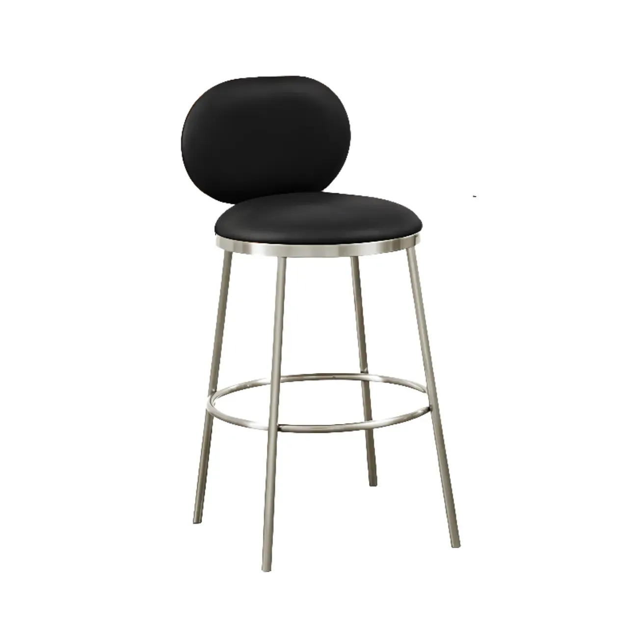 Modern 4-Leg Metal Faux Leather Upholstered Bar Stools Image - 22