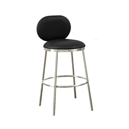 Modern 4-Leg Metal Faux Leather Upholstered Bar Stools Image - 22