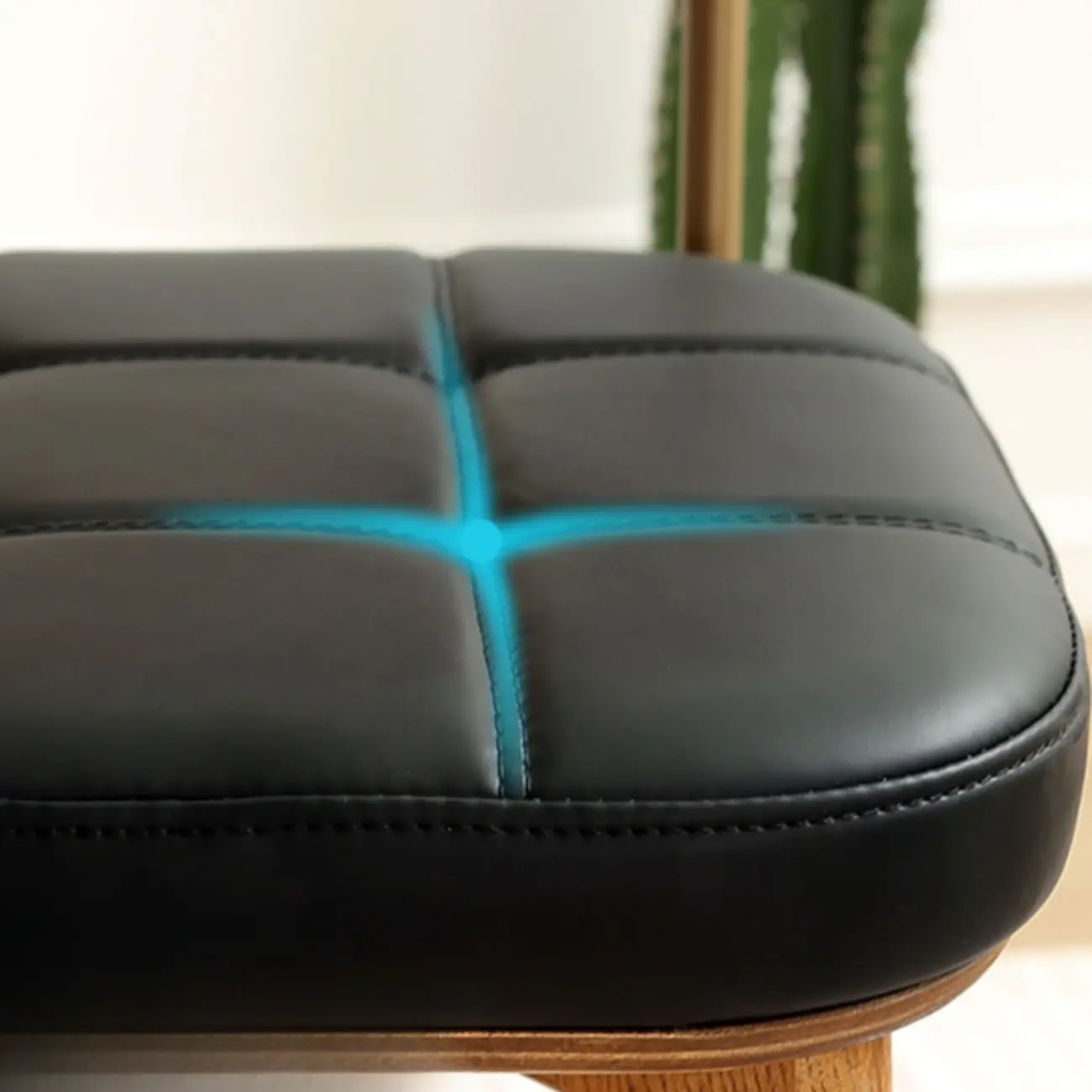 Wooden Square Leather Upholstered Bar Stool with Backrest | homeyfad