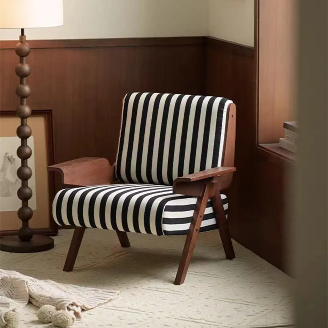 Modern Fabric Accent Chair with Wooden Frame for Living Room Image - 2 | homeyfad