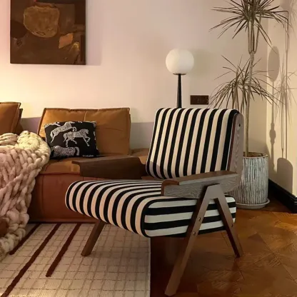 Modern Fabric Accent Chair with Wooden Frame for Living Room Image - 1