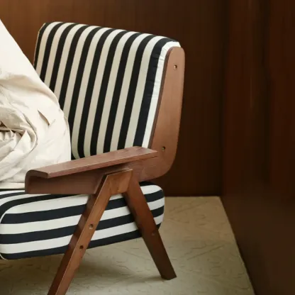 Modern Fabric Accent Chair with Wooden Frame for Living Room Image - 11