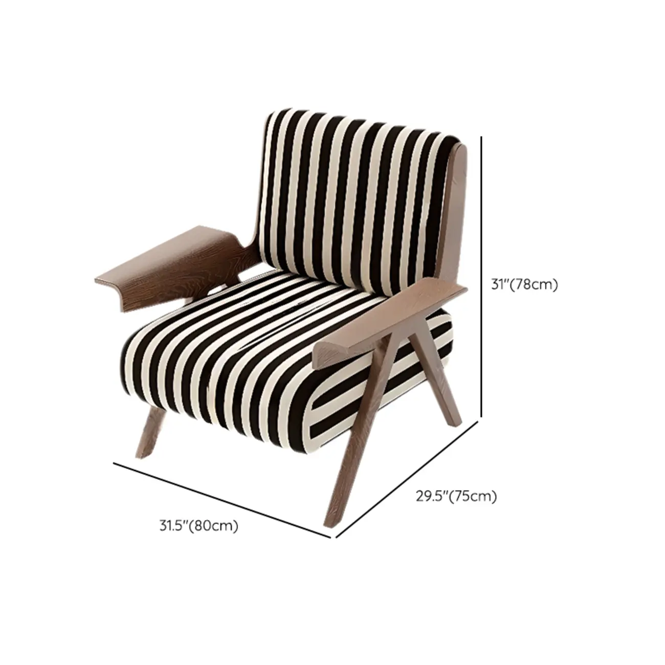 Modern Fabric Accent Chair with Wooden Frame for Living Room #size