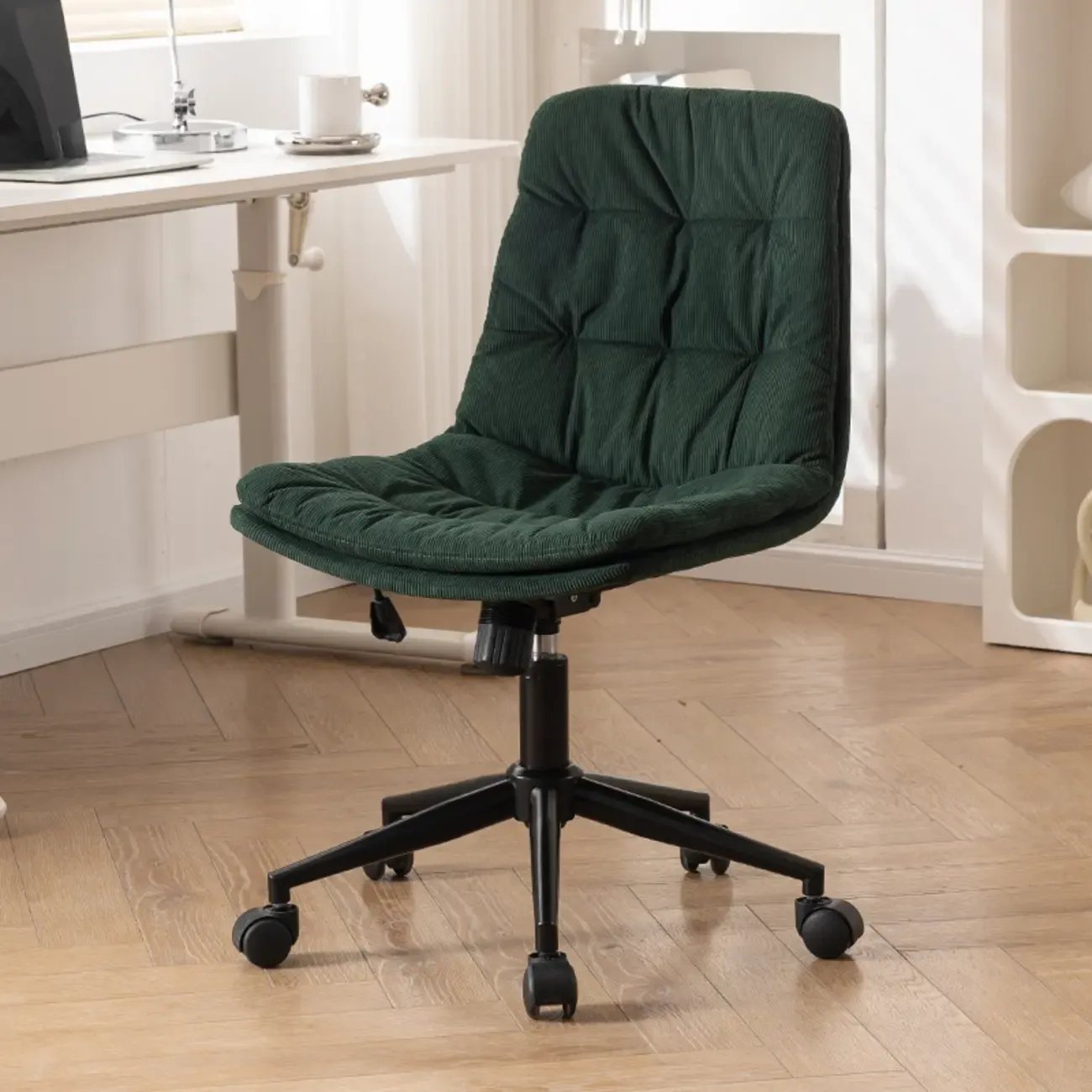 Modern Beige Leathaire Adjustable Swivel Office Chair Image - 7