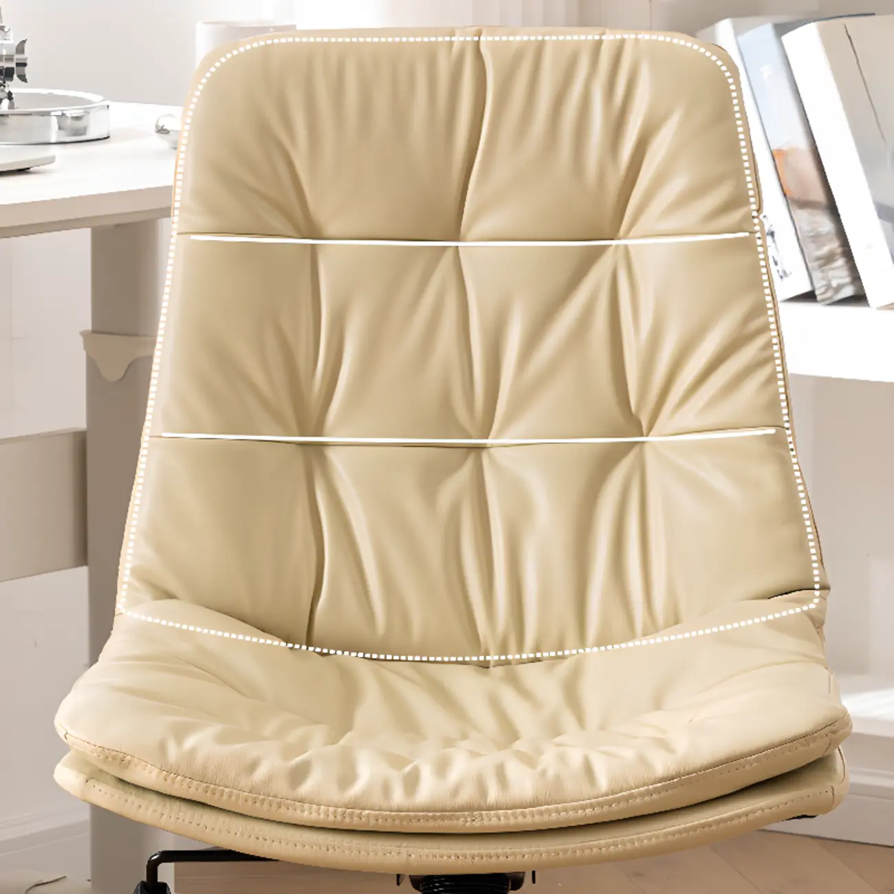 Modern Beige Leathaire Adjustable Swivel Office Chair Image - 14 | homeyfad