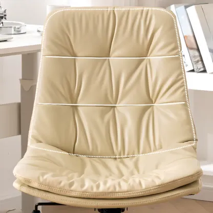 Modern Beige Leathaire Adjustable Swivel Office Chair Image - 14