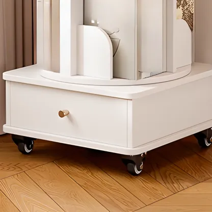 Narrow Wood 5-Tier Revolver Sliding Bookcase with Drawer Image - 14