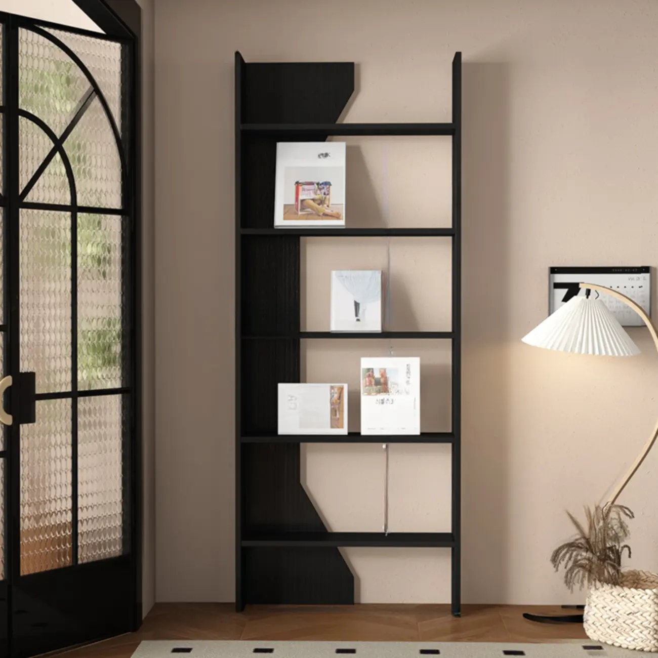 Simple Black Wood 5-Shelf Open Rectangle Bookcase Image - 7 | homeyfad