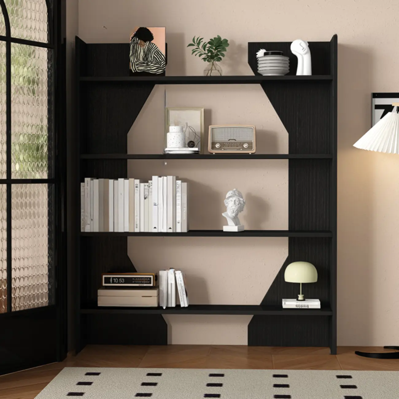 Simple Black Wood 5-Shelf Open Rectangle Bookcase Image - 9 | homeyfad