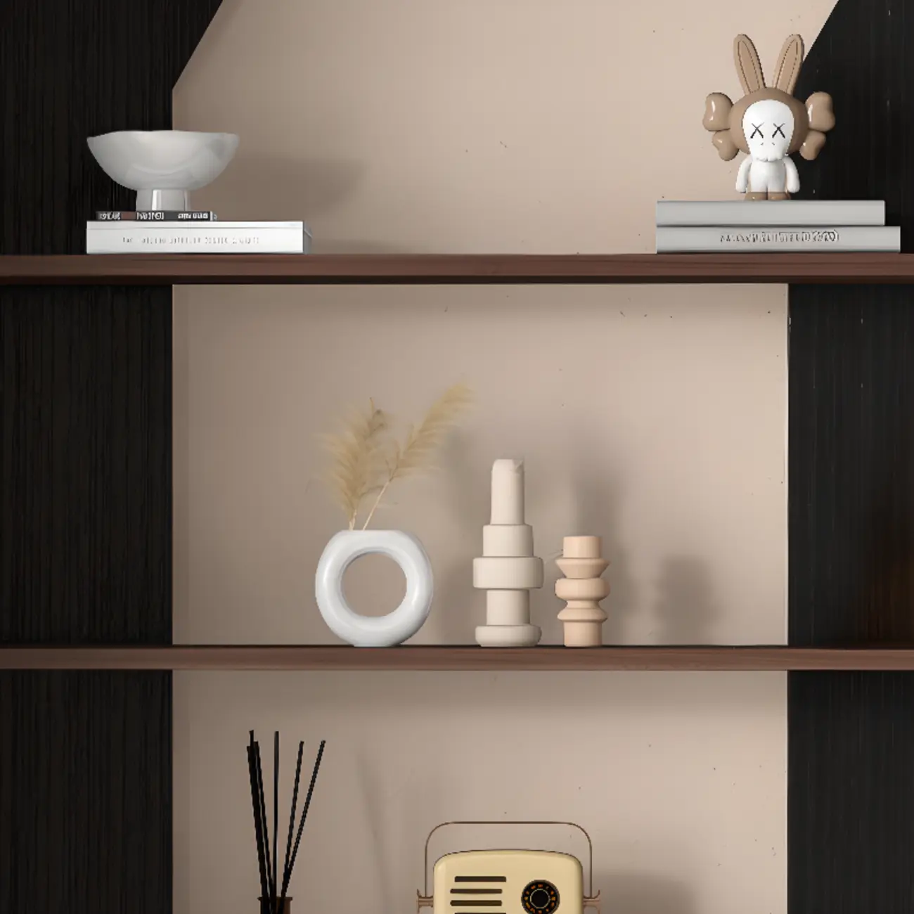 Simple Black Wood 5-Shelf Open Rectangle Bookcase Image - 10 | homeyfad