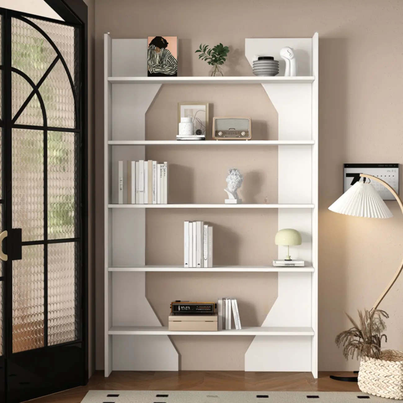 Simple Black Wood 5-Shelf Open Rectangle Bookcase Image - 14 | homeyfad