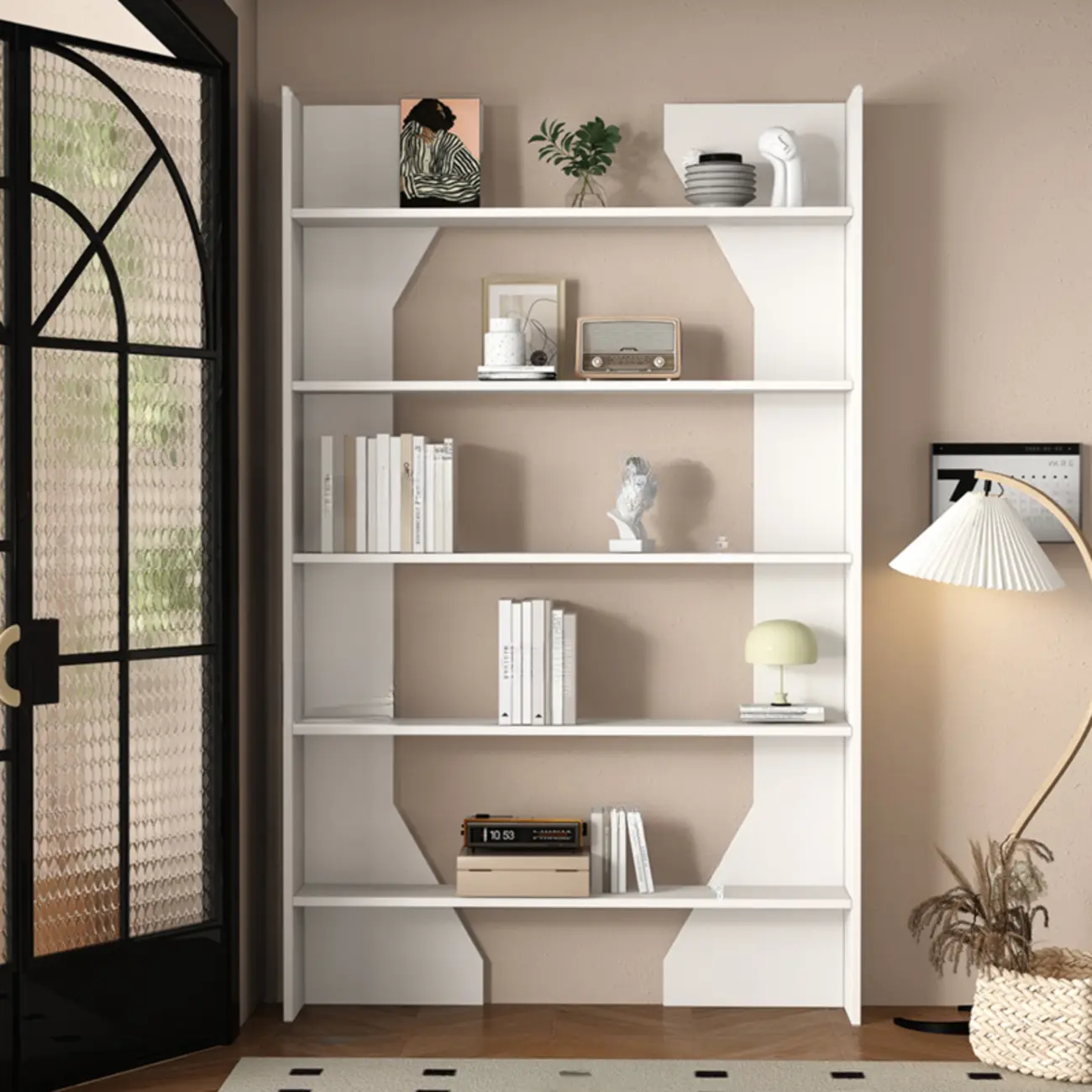 Simple Black Wood 5-Shelf Open Rectangle Bookcase Image - 15 | homeyfad