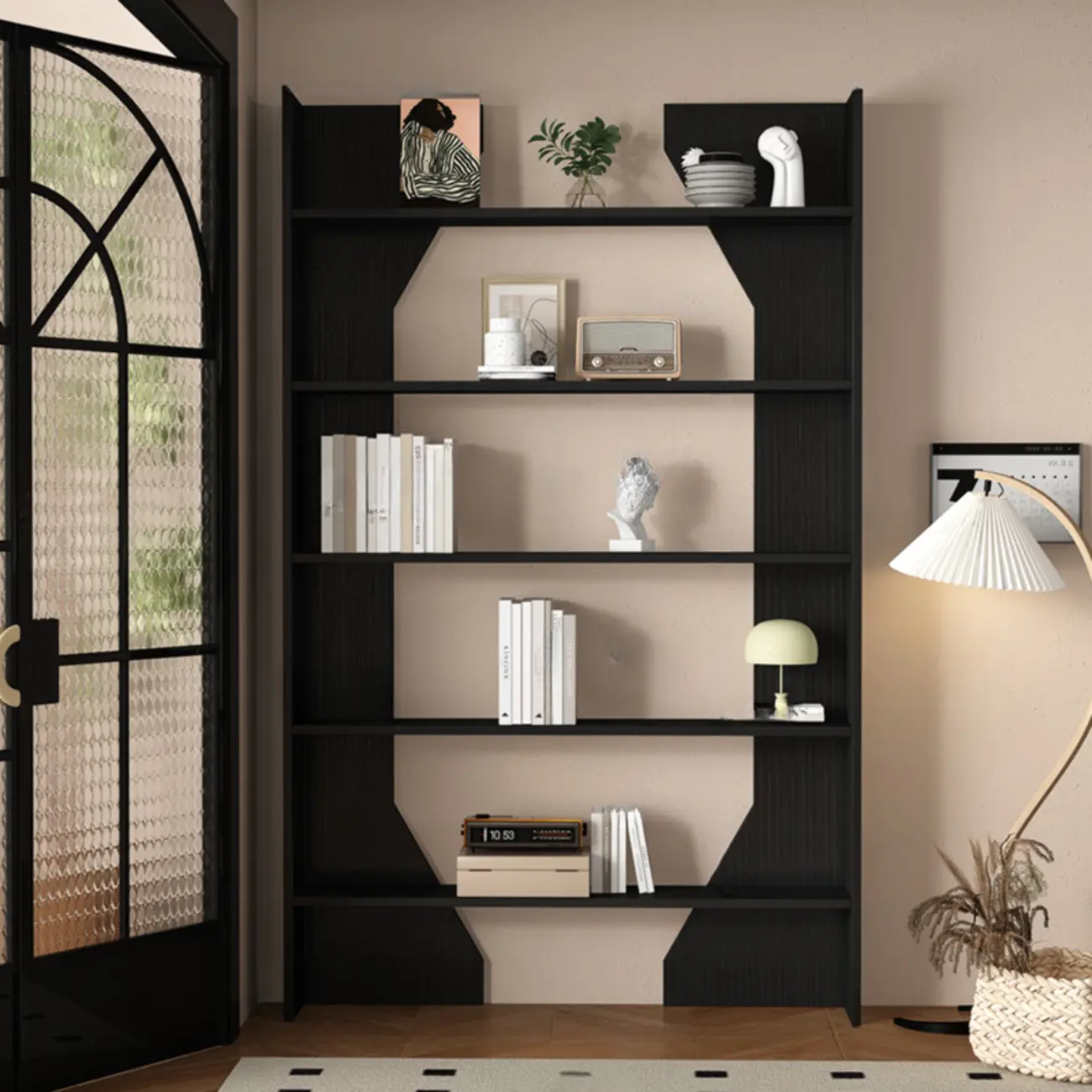 Simple Black Wood 5-Shelf Open Rectangle Bookcase Image - 21 | homeyfad