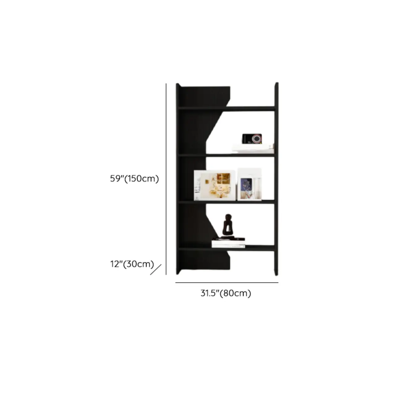 Simple Black Wood 5-Shelf Open Rectangle Bookcase Image - 24 | homeyfad