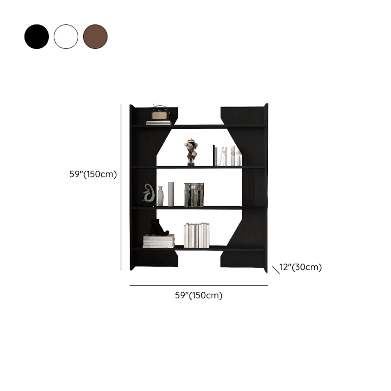 Simple Black Wood 5-Shelf Open Rectangle Bookcase Image - 26 | homeyfad