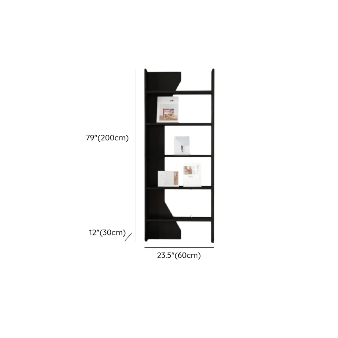 Simple Black Wood 5-Shelf Open Rectangle Bookcase Image - 27 | homeyfad